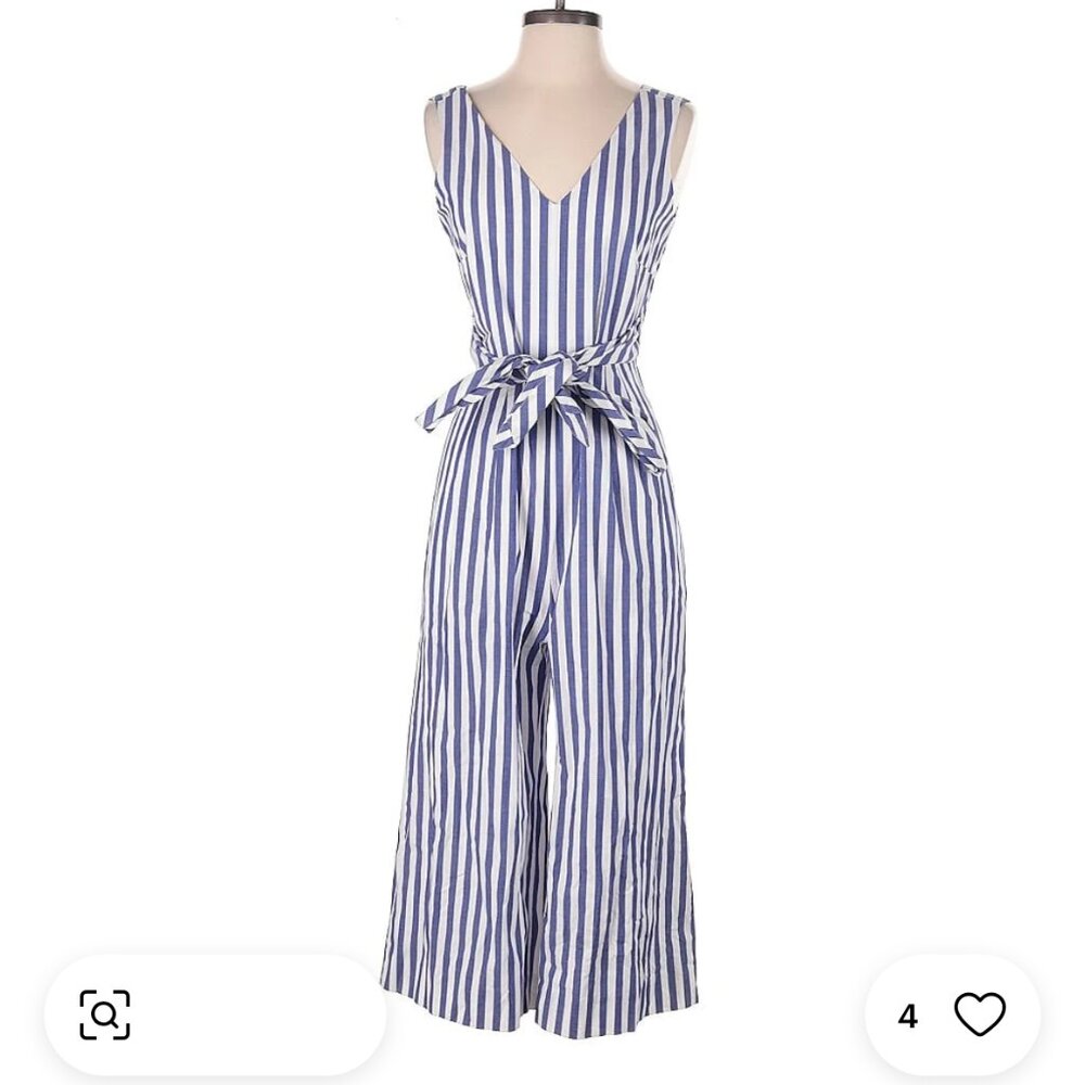 J. Crew V-Neck Wide-Leg Jumpsuit in Stripe
